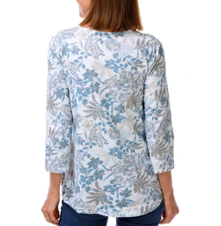 Thumbnail 2: Coral Bay Women's 3/4 Sleeve Floral V Neck Ring Top 