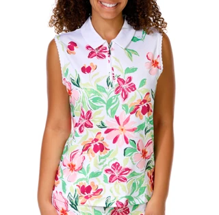 Thumbnail 2: Coral Bay Golf Women's Sleeveless Floral 1/4 Zip Golf Polo Top 
