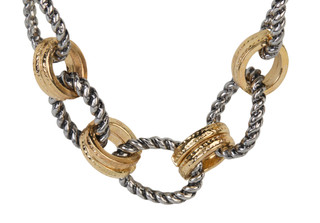 Thumbnail 3: Nautica Two-Tone Twisted Oval Link Necklace 