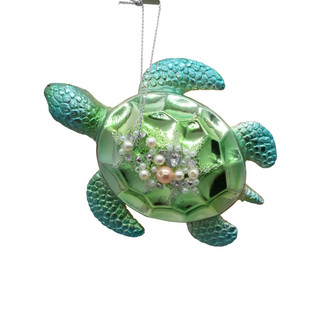 Thumbnail 2: Magical Season Glass Turtle with Pearls Ornament 