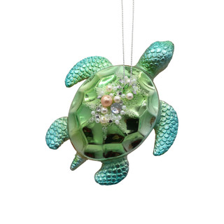 Thumbnail 1: Magical Season Glass Turtle with Pearls Ornament 