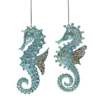 Thumbnail 1: Magical Season 2-Piece Beaded Seahorse Ornament Set 
