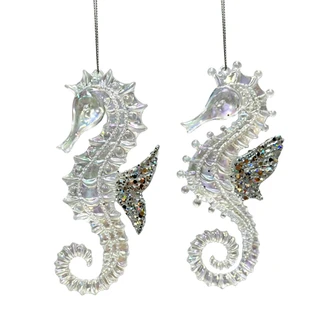 Thumbnail 1: Magical Season 2-Piece Iridescent Seahorse Ornament Set 