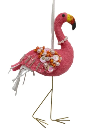 Thumbnail 1: Magical Season Fabric Flamingo Ornament 