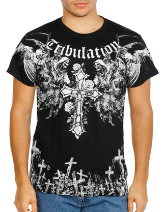 Thumbnail 1: Fresh Laundry Men's Tribulation Cross & Grim Reaper Graphic Tee 