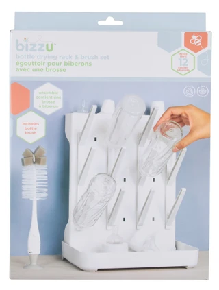 Thumbnail 1: Bizzu Bottle Drying Rack & Brush Set 