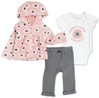 Thumbnail 1: Catherine Malandrino Baby Girls 3 Pc Hooded Jacket, Onesie & Pants Set 