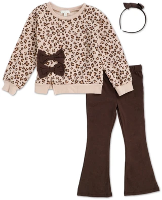 Thumbnail 1: B TWEEN Little Girls 2 Pc Flare Leg Pants Set with Bow Headband 