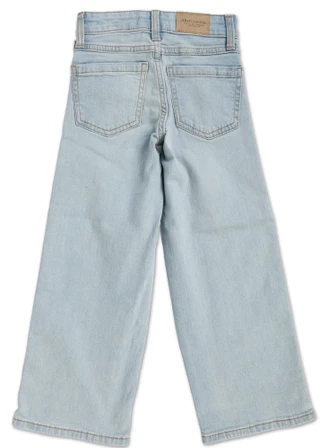 Thumbnail 2: Abercrombie & Fitch Girls 4 Pocket High Rise Wide Leg Jeans w/ Adjustable Waist 