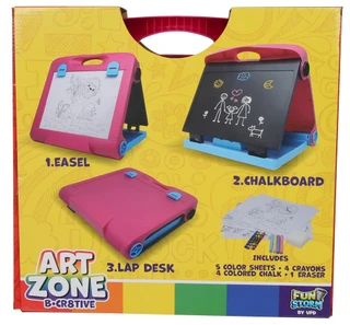 Thumbnail 2: Fun Storm Travel Easel & Chalkboard Lap Desk with Crayons & Chalk 