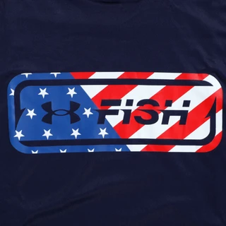 Thumbnail 3: Under Armour Men's Logo UPF 50+ USA Flag FISH Graphic Loose Fit Hoodie 
