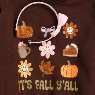 Thumbnail 2: Vigoss Girls Harvest It's Fall Y'all Stretch Waist Top w/ Headband 