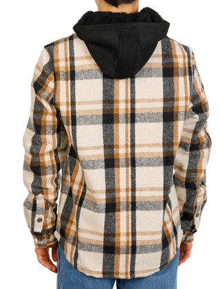 Thumbnail 2: Distortion Men's Sherpa Lined Button Down Hooded Jacket 