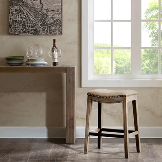 Thumbnail 4: Madison Park Madison Park Westly Saddle Counter Beige Stool 