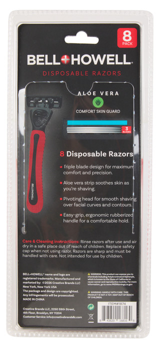 Thumbnail 2: Bell Howell 8 Pk Disposable Razors  