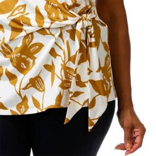 Thumbnail 3: Chenault Women's Plus Short Sleeve Side Tie Waist Blouse 