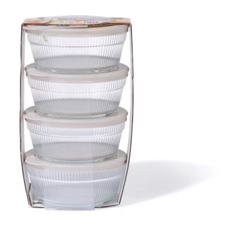 Thumbnail 2: Farberware 4-Piece 1 Cup Glass Bowl Set with Lids 