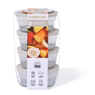 Thumbnail 1: Farberware 4-Piece 1 Cup Glass Bowl Set with Lids 