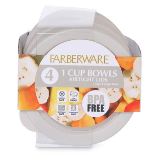 Thumbnail 3: Farberware 4-Piece 1 Cup Glass Bowl Set with Lids 