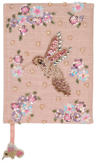 Thumbnail 1: GO HOME Beaded Hummingbird Fabric Journal 