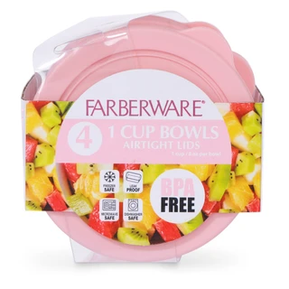 Thumbnail 3: Farberware Set of 4 1-Cup Ribbed Glass Bowls with Lids 