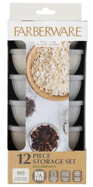 Thumbnail 1: Farberware 12-Piece Ribbed Storage Bowl Set with Lids 
