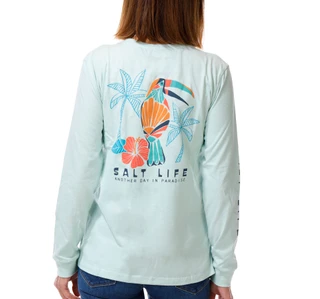 Thumbnail 1: Salt Life Women's Long Sleeve Toucan Palm Print Tee 