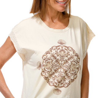 Thumbnail 3: CITY BLUES Women's Short Sleeve Seashell Print Top 