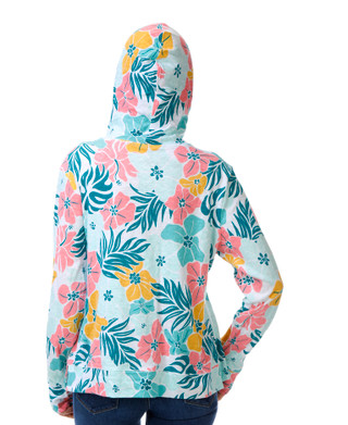 Thumbnail 2: REEL LEGENDS Women's Long Sleeve Tropical Floral Print Hoodie 