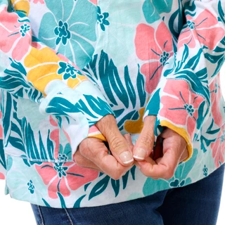 Thumbnail 3: REEL LEGENDS Women's Long Sleeve Tropical Floral Print Hoodie 