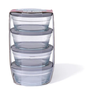 Thumbnail 2: Farberware 4-Piece 1 Cup Glass Storage Bowl Set with Lids 