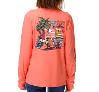Thumbnail 3: Salt Life Women's Long Sleeve Tropical Beach Print Top 