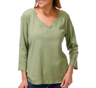 Thumbnail 1: Coral Bay Women's V-Neck 3/4 Sleeve Shirt 