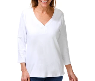Thumbnail 1: Coral Bay Women's V-Neck 3/4 Sleeve Shirt 