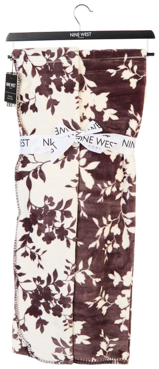Thumbnail 2: NINE WEST Reversible Plush Throw Blanket 