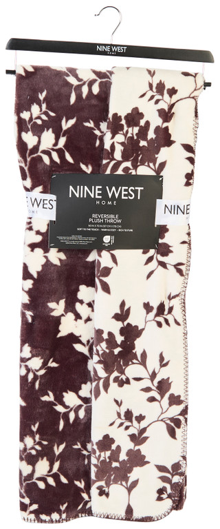 Thumbnail 1: NINE WEST Reversible Plush Throw Blanket 