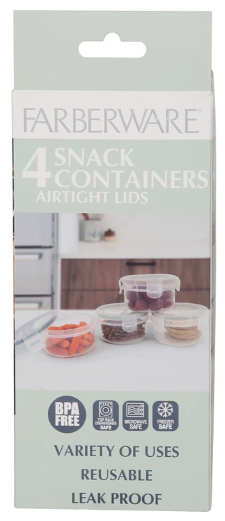 Thumbnail 2: Farberware Set of 4 Snack Containers with Airtight Lids 