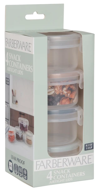Thumbnail 1: Farberware Set of 4 Snack Containers with Airtight Lids 