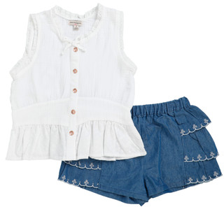 Thumbnail 1: Nanette Baby Girls' Sleeveless Ruffle Short Set 