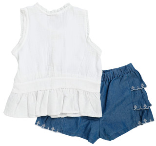 Thumbnail 2: Nanette Baby Girls' Sleeveless Ruffle Short Set 