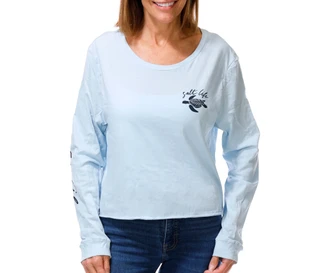 Thumbnail 2: Salt Life Women's Long Sleeve Sea Cruiser Cropped Tee 