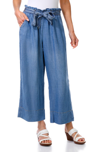 Thumbnail 1: T. Tahari Women's Crop Tencel Self Tie Belt Pants 