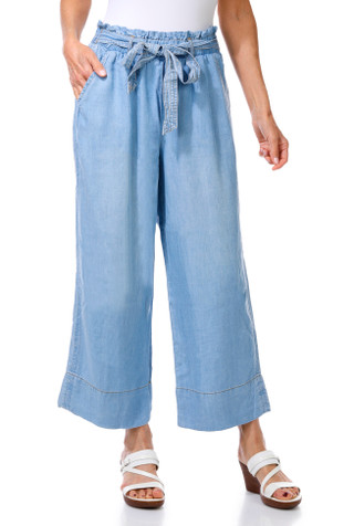 Thumbnail 1: T. Tahari Women's Crop Tencel Self Tie Belt Pants 