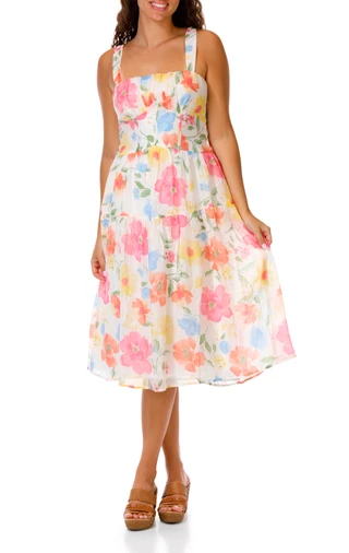 Thumbnail 1: Trixxi Juniors Sleeveless Corset Gauze Dress 