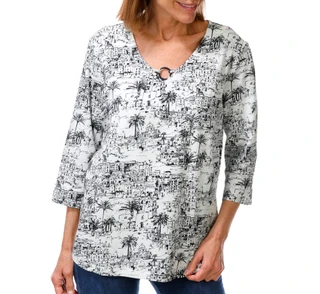 Thumbnail 1: Coral Bay Women's 3/4 Sleeve Print Top 