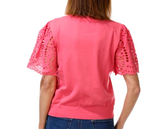 Thumbnail 2: Nanette Lepore Women's Short Eyelet Flutter Sleeve Knit Top 