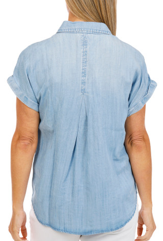 Thumbnail 2: Workshop Women's Tencel Extended Shoulder Button Down Top 