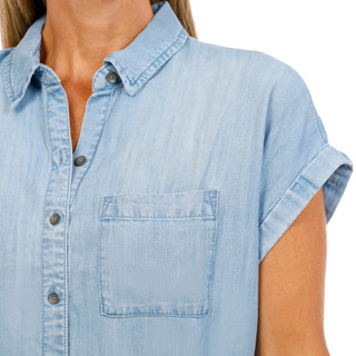 Thumbnail 3: Workshop Women's Tencel Extended Shoulder Button Down Top 
