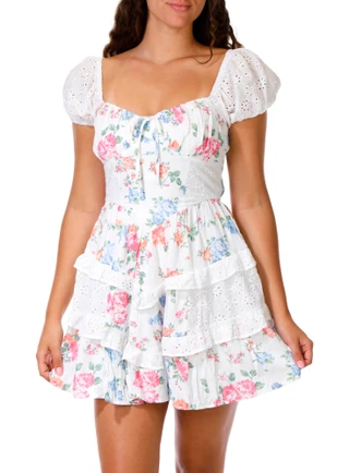 Thumbnail 4: Trixxi Juniors' Puff Sleeve Eyelet Tiered Dress 
