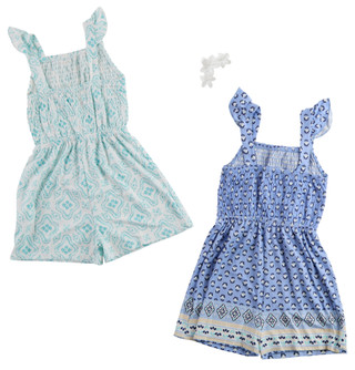 Thumbnail 2: B TWEEN Little Girls' 2-Pack Smocked Rompers 